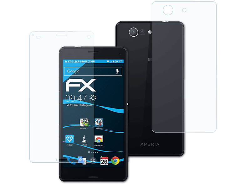 ATFOLIX 3x FX-Clear Displayschutz(für Sony Xperia Z3 Compact)