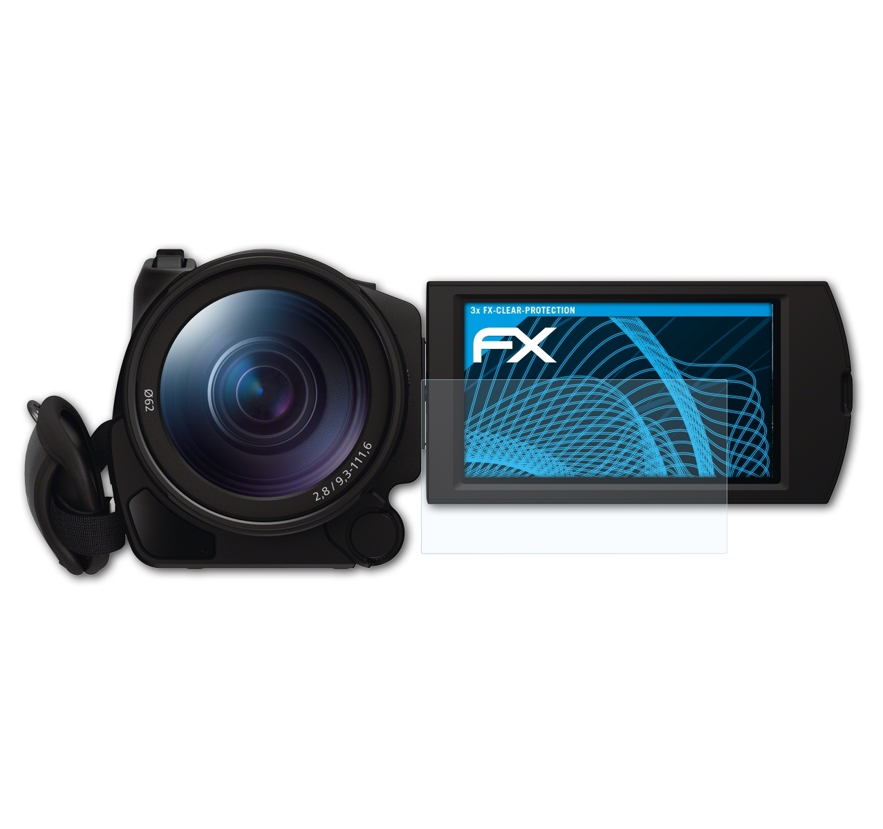 FDR-AX100E) 3x Displayschutz(für Sony FX-Clear ATFOLIX