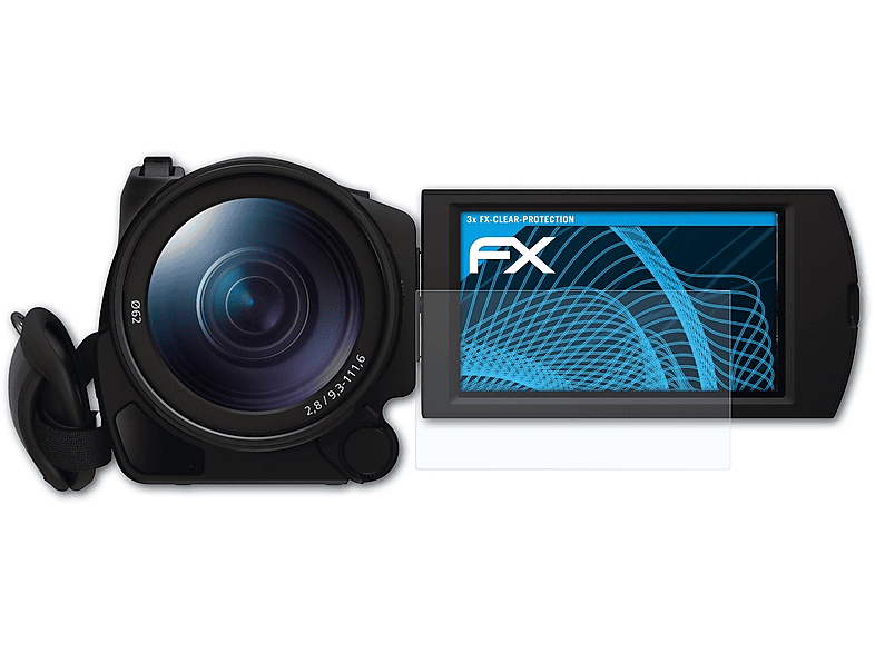 FDR-AX100E) 3x Displayschutz(für Sony FX-Clear ATFOLIX