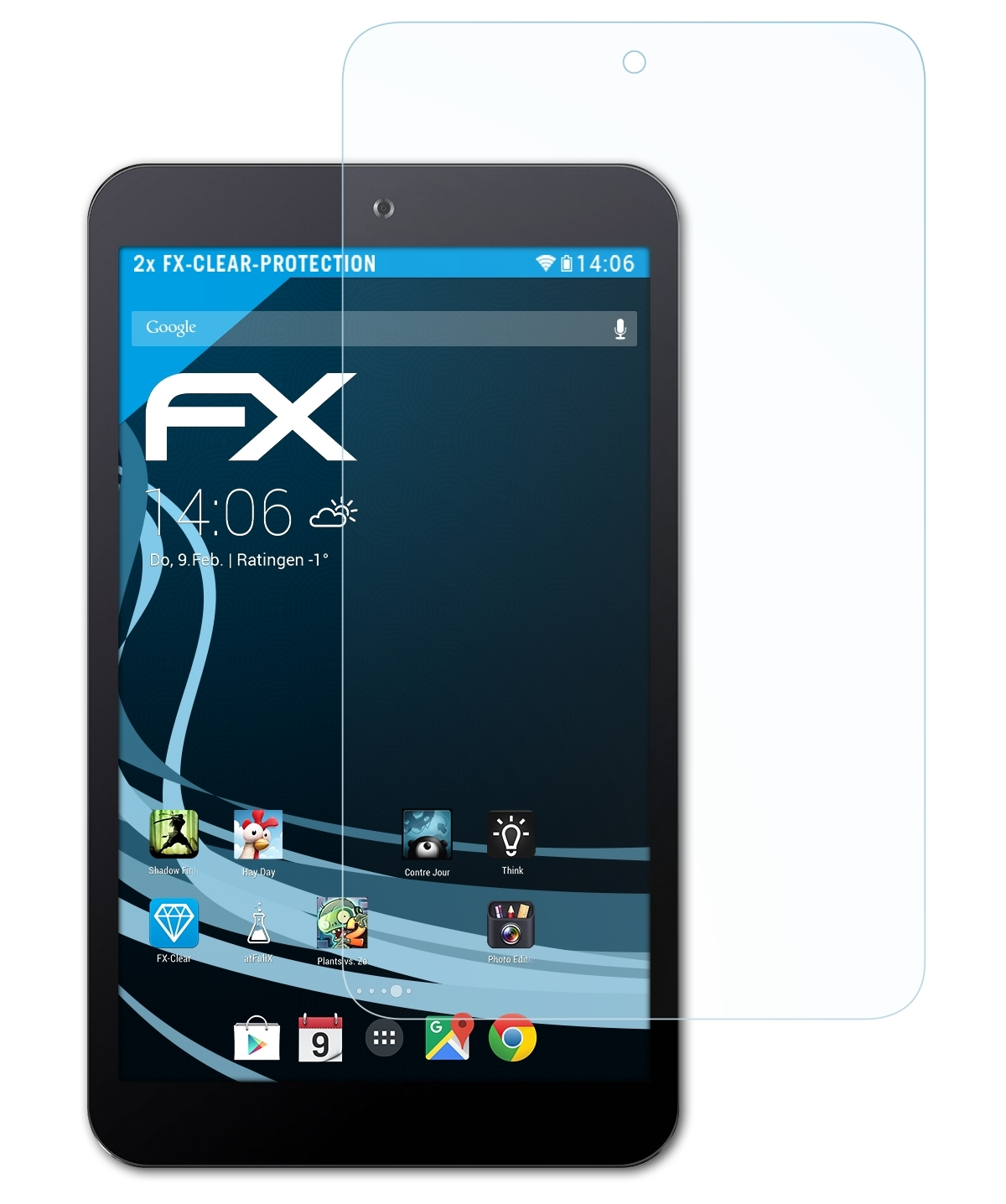 ATFOLIX 2x Displayschutz(für FX-Clear MeMO (ME181CX)) Asus 8 Pad