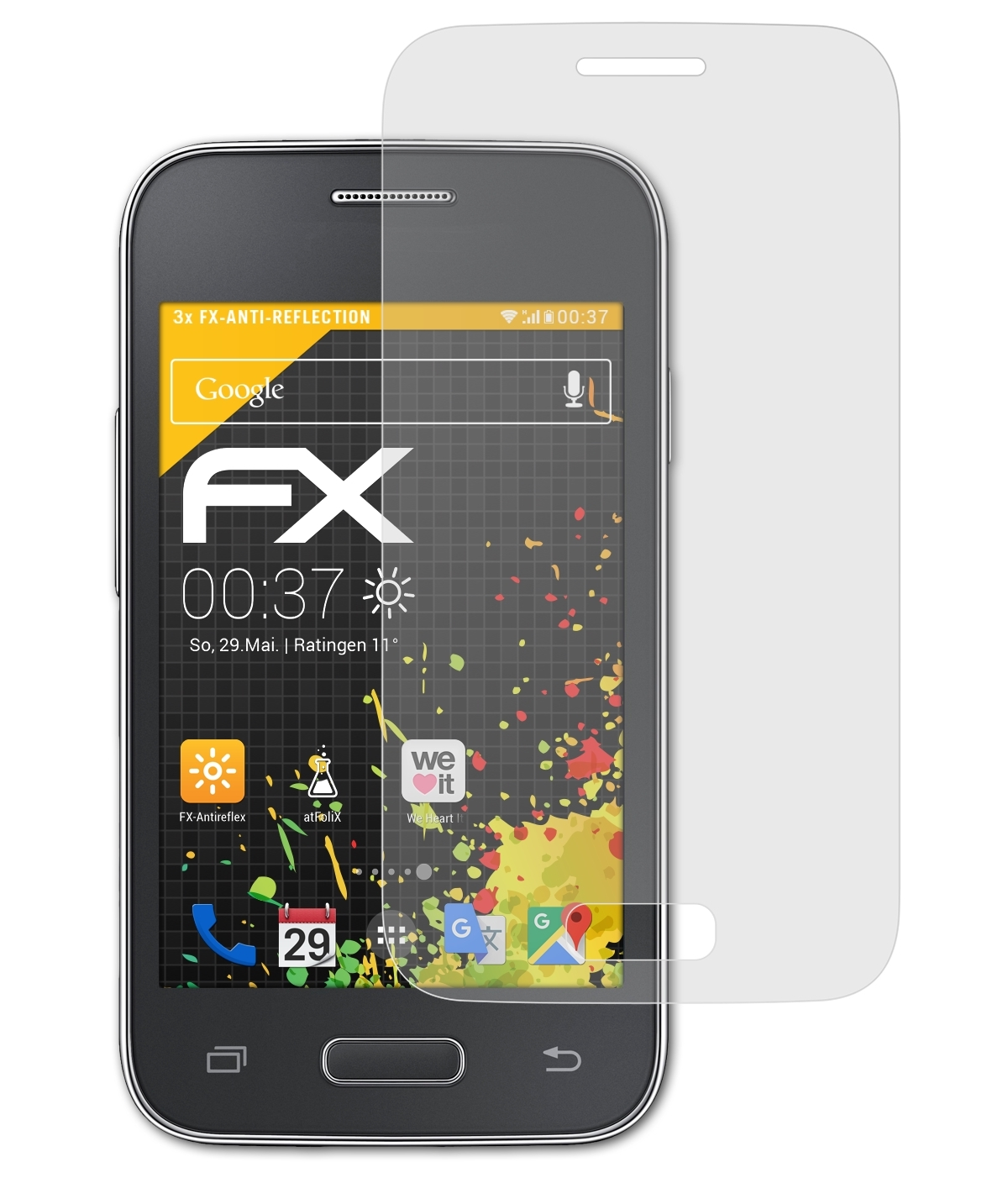ATFOLIX 3x FX-Antireflex Young Galaxy 2) Displayschutz(für Samsung