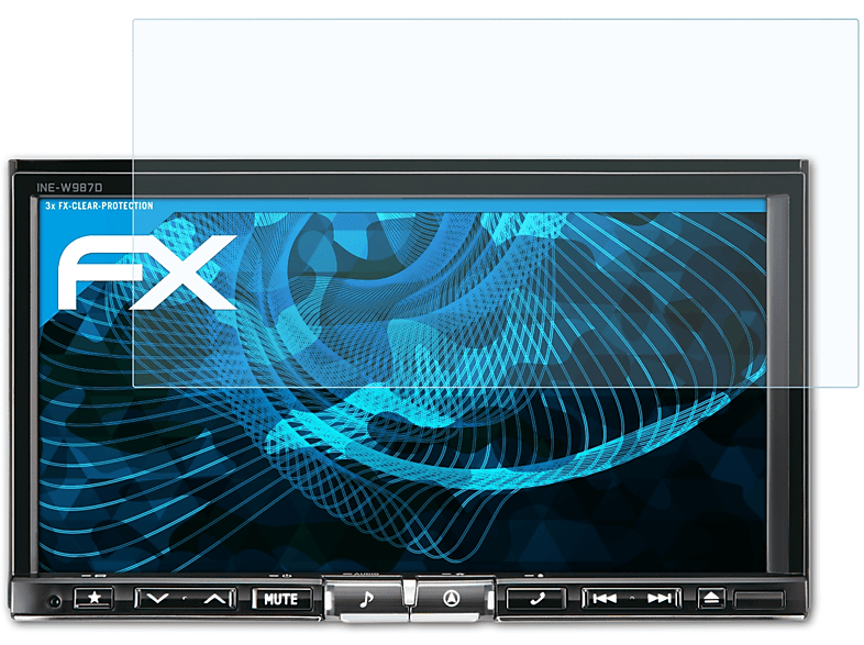 ATFOLIX 3x FX-Clear INE-W987D) Alpine Displayschutz(für