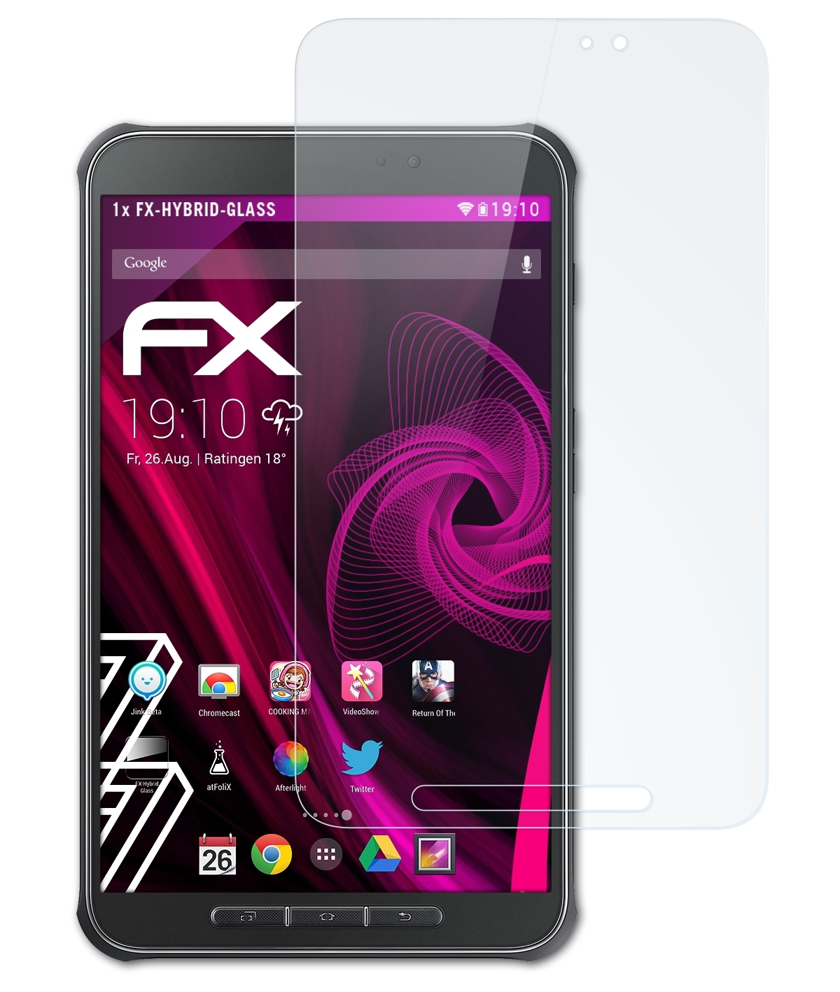 ATFOLIX FX-Hybrid-Glass Schutzglas(für Samsung Galaxy 8.0 Active (SM-T360)) Tab