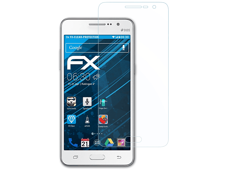 ATFOLIX 3x FX-Clear Displayschutz(für Samsung Galaxy Grand Prime)