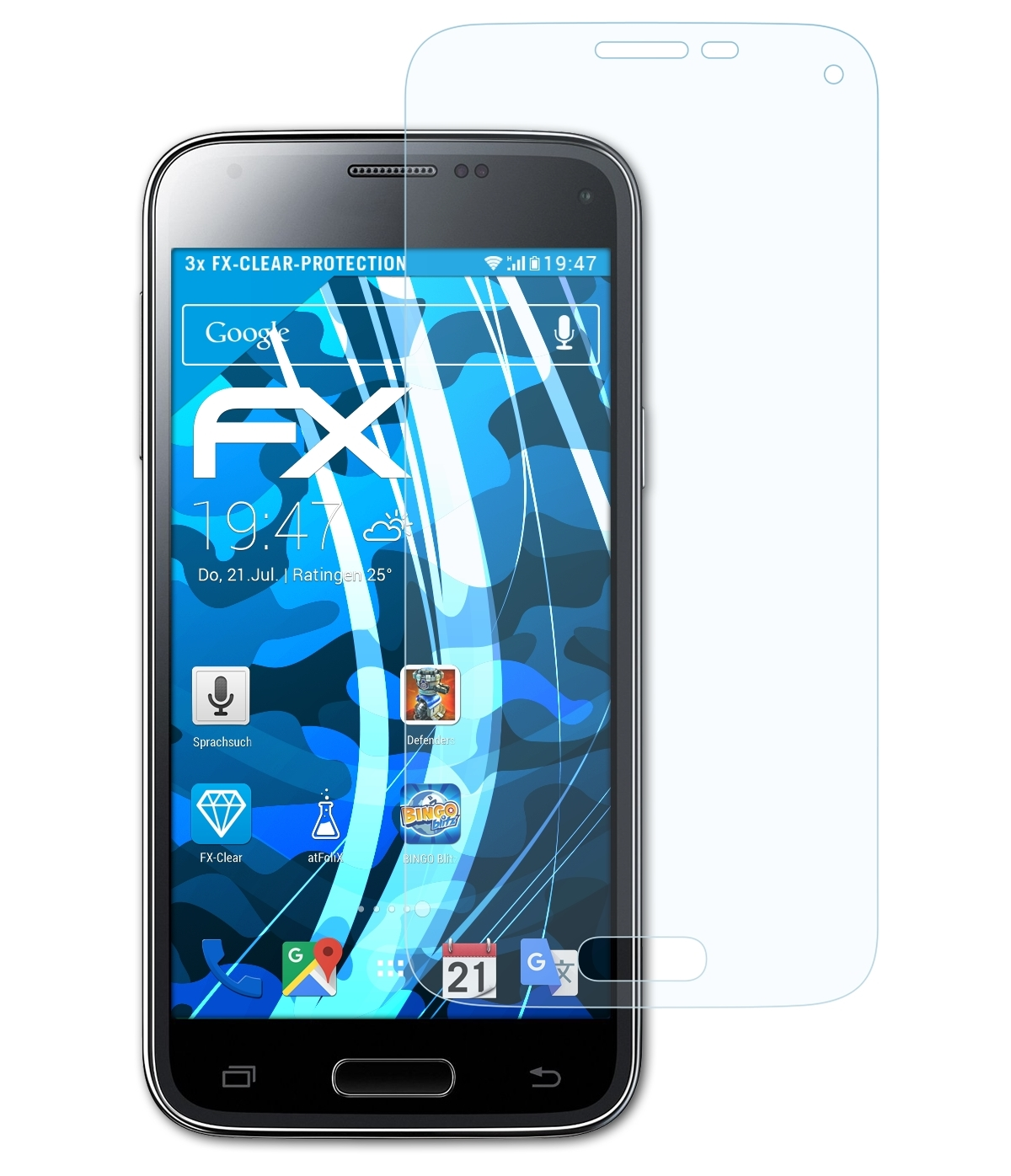 ATFOLIX 3x FX-Clear mini) Displayschutz(für S5 Galaxy Samsung