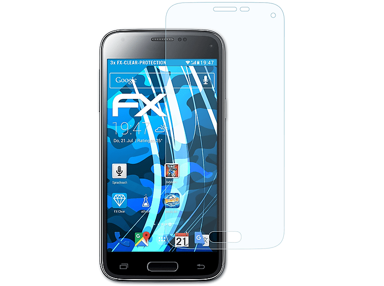 ATFOLIX 3x FX-Clear mini) Samsung Galaxy S5 Displayschutz(für