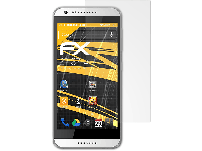 ATFOLIX 3x FX-Antireflex Displayschutz(für HTC Desire 620)