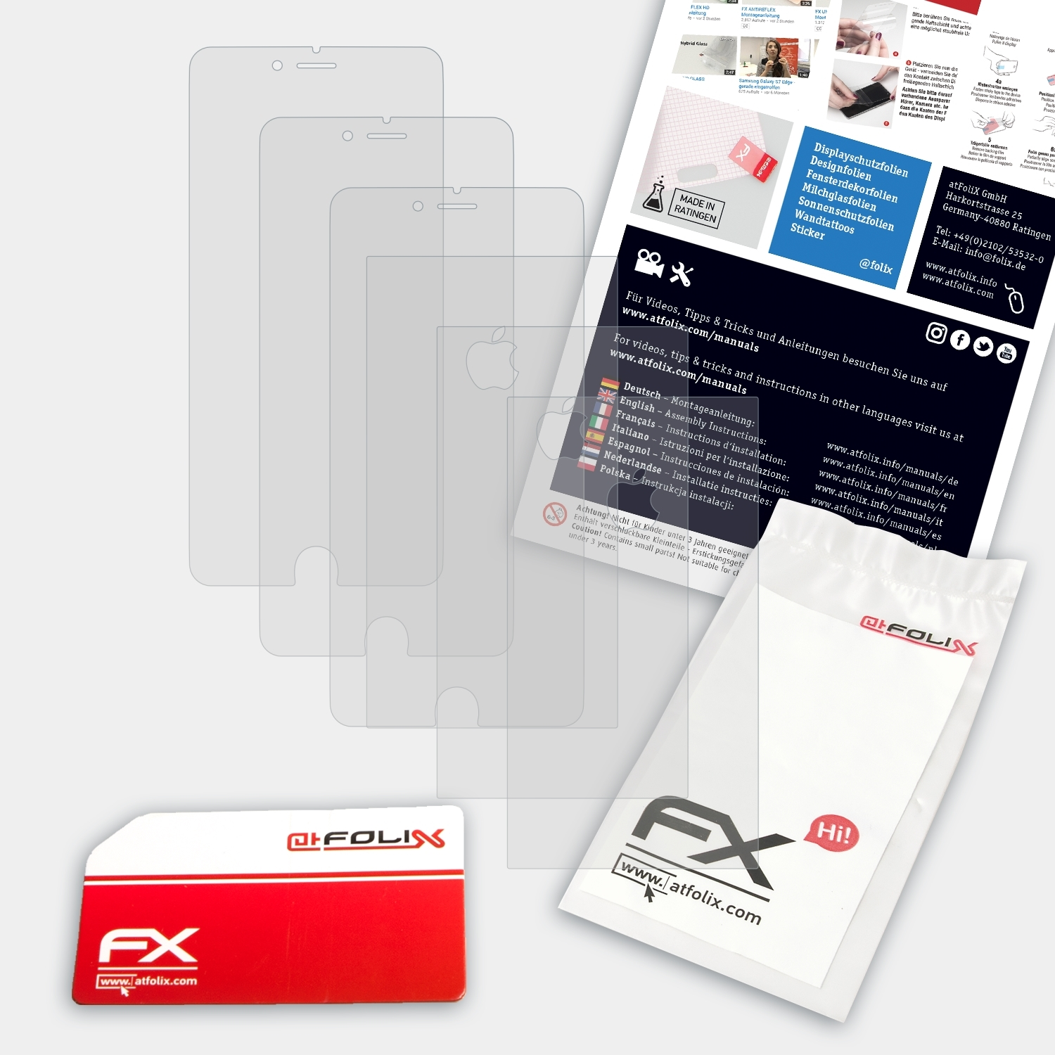 ATFOLIX 3x FX-Antireflex Displayschutz(für Apple Plus) 6 iPhone