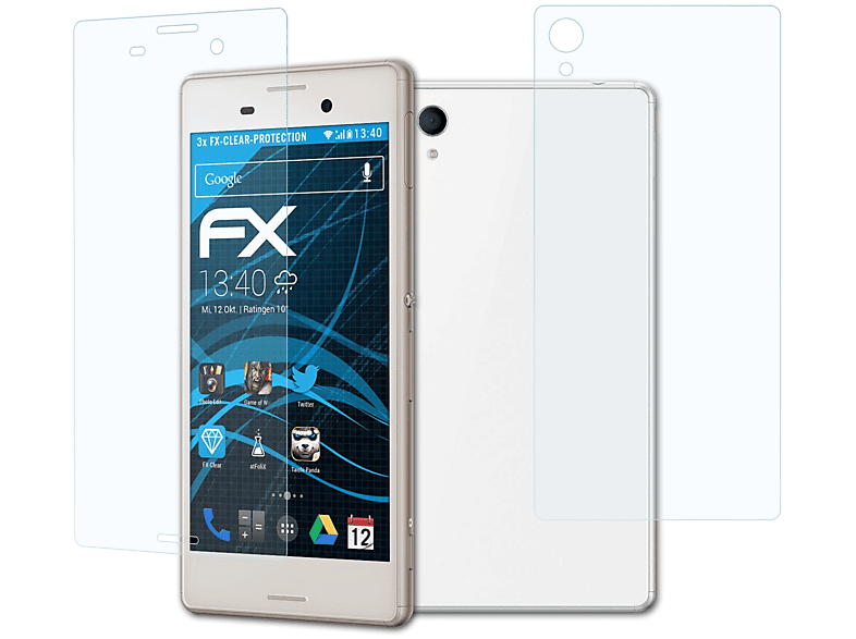 ATFOLIX 3x FX-Clear Displayschutz(für Aqua) Xperia M4 Sony
