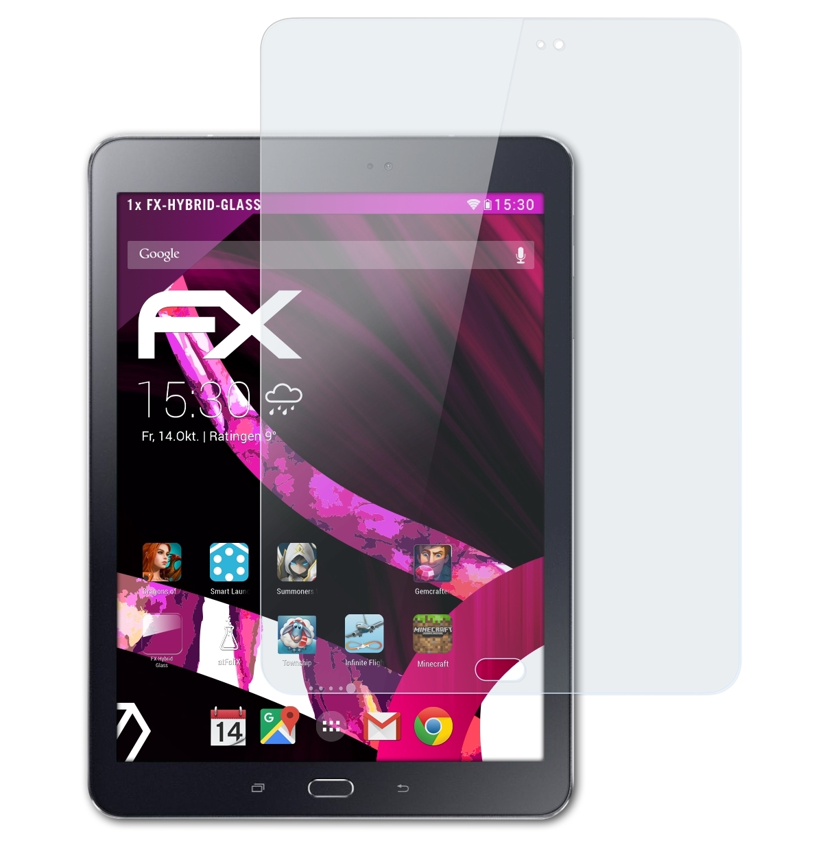 ATFOLIX S2 Tab FX-Hybrid-Glass Schutzglas(für Samsung 9.7) Galaxy