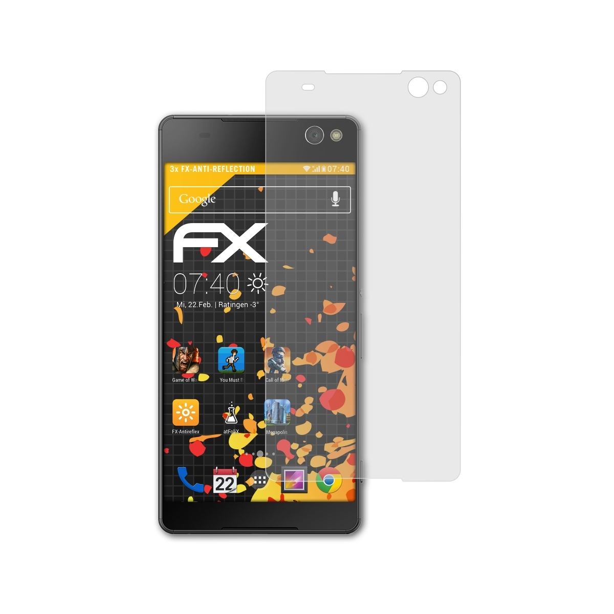 C5 3x Sony FX-Antireflex Displayschutz(für Xperia ATFOLIX Ultra)