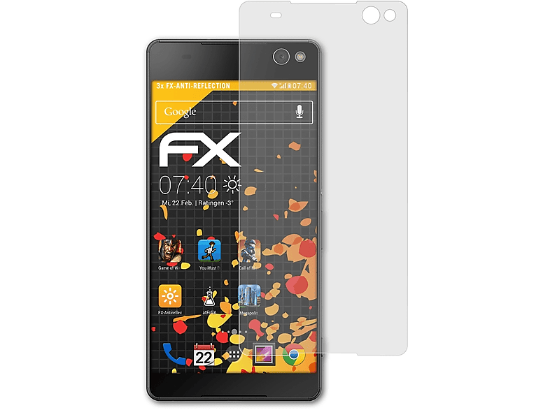 ATFOLIX 3x FX-Antireflex Displayschutz(für Sony Xperia C5 Ultra)