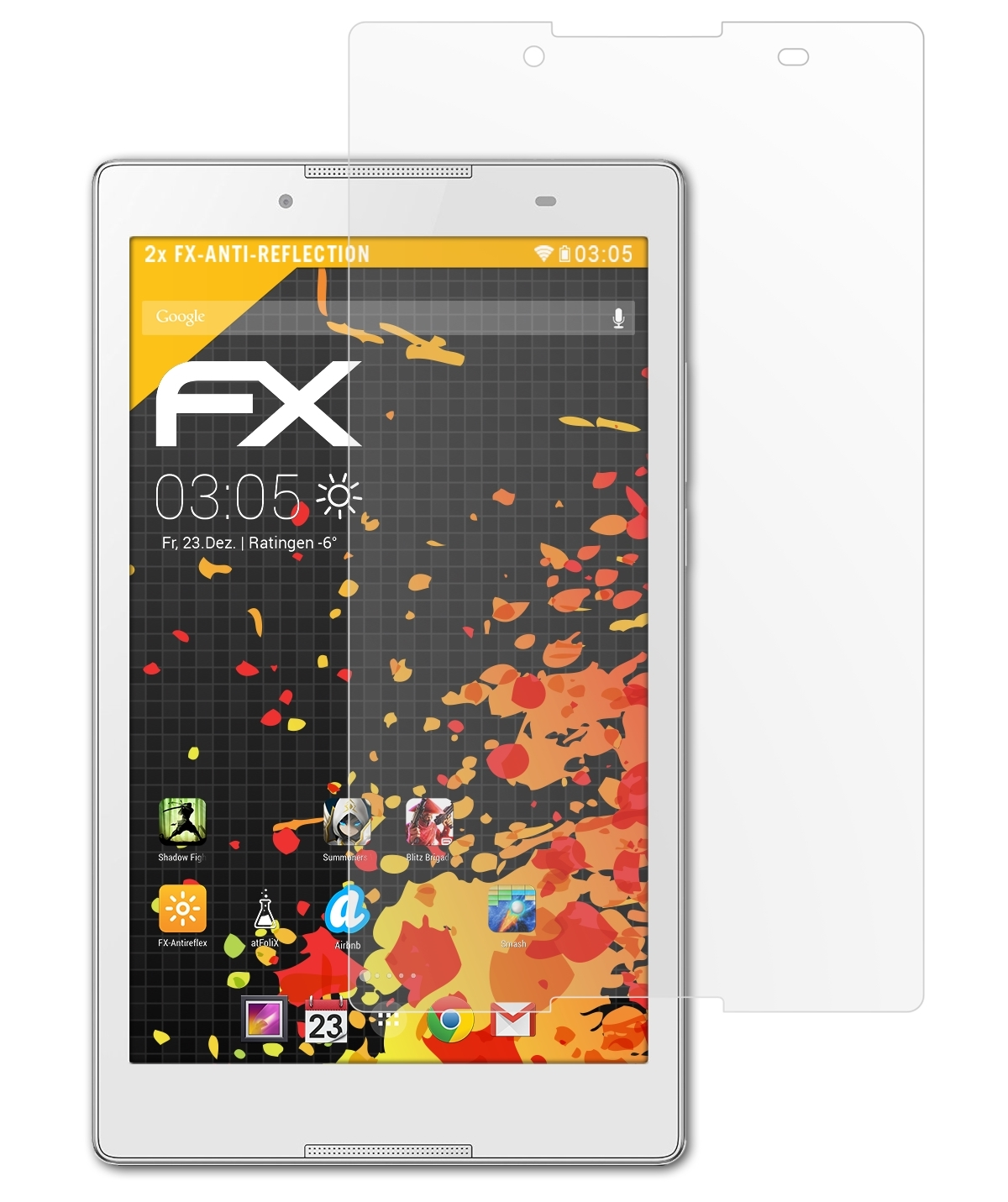 ATFOLIX 2x FX-Antireflex Lenovo Displayschutz(für 2 A8) Tab