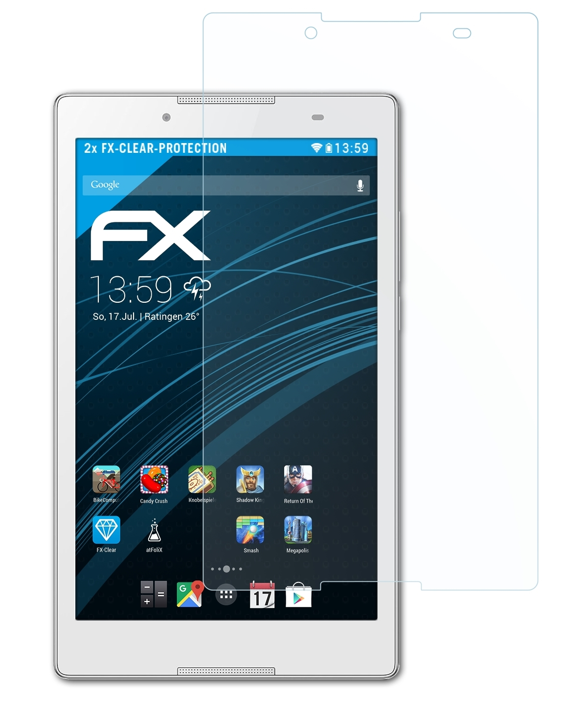 ATFOLIX 2x FX-Clear Displayschutz(für Lenovo Tab 2 A8)