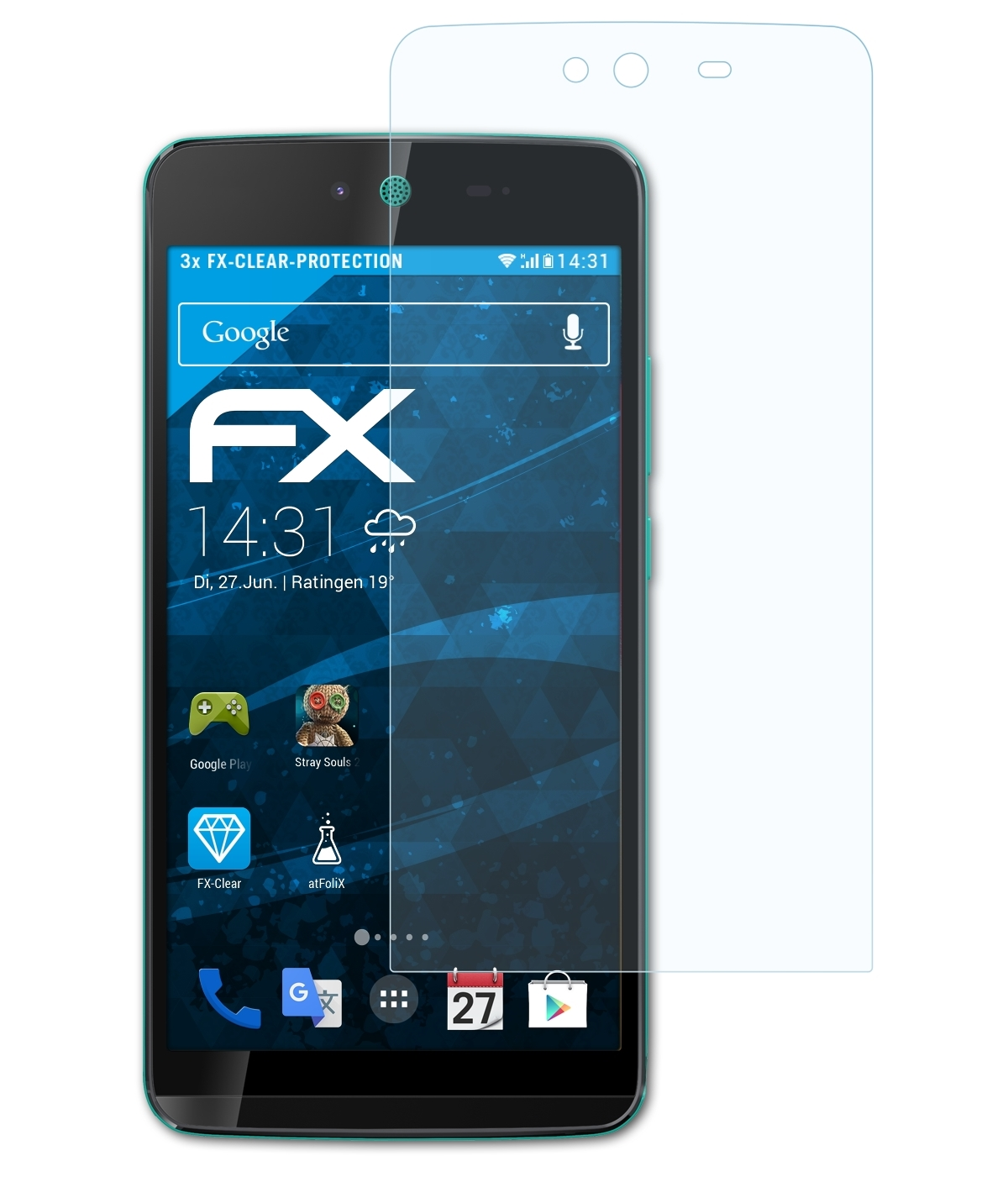 ATFOLIX 3x FX-Clear Displayschutz(für Rainbow Jam) Wiko