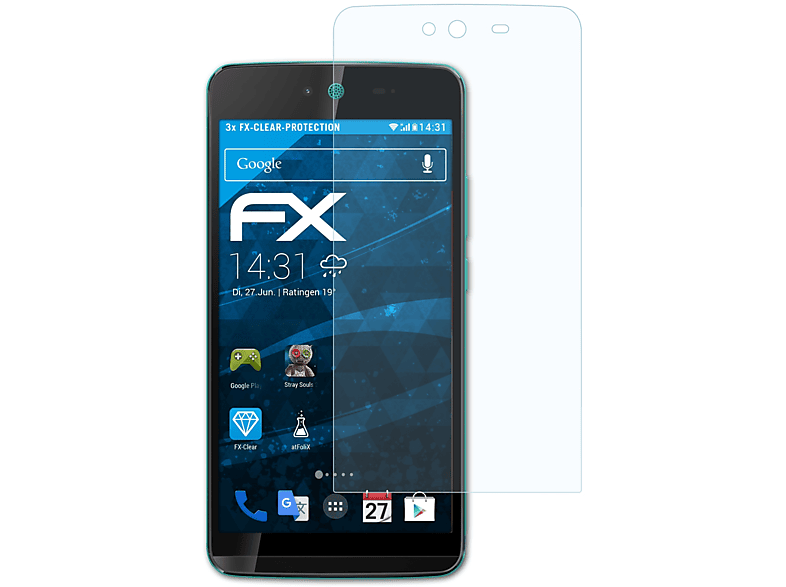 ATFOLIX 3x FX-Clear Displayschutz(für Rainbow Jam) Wiko