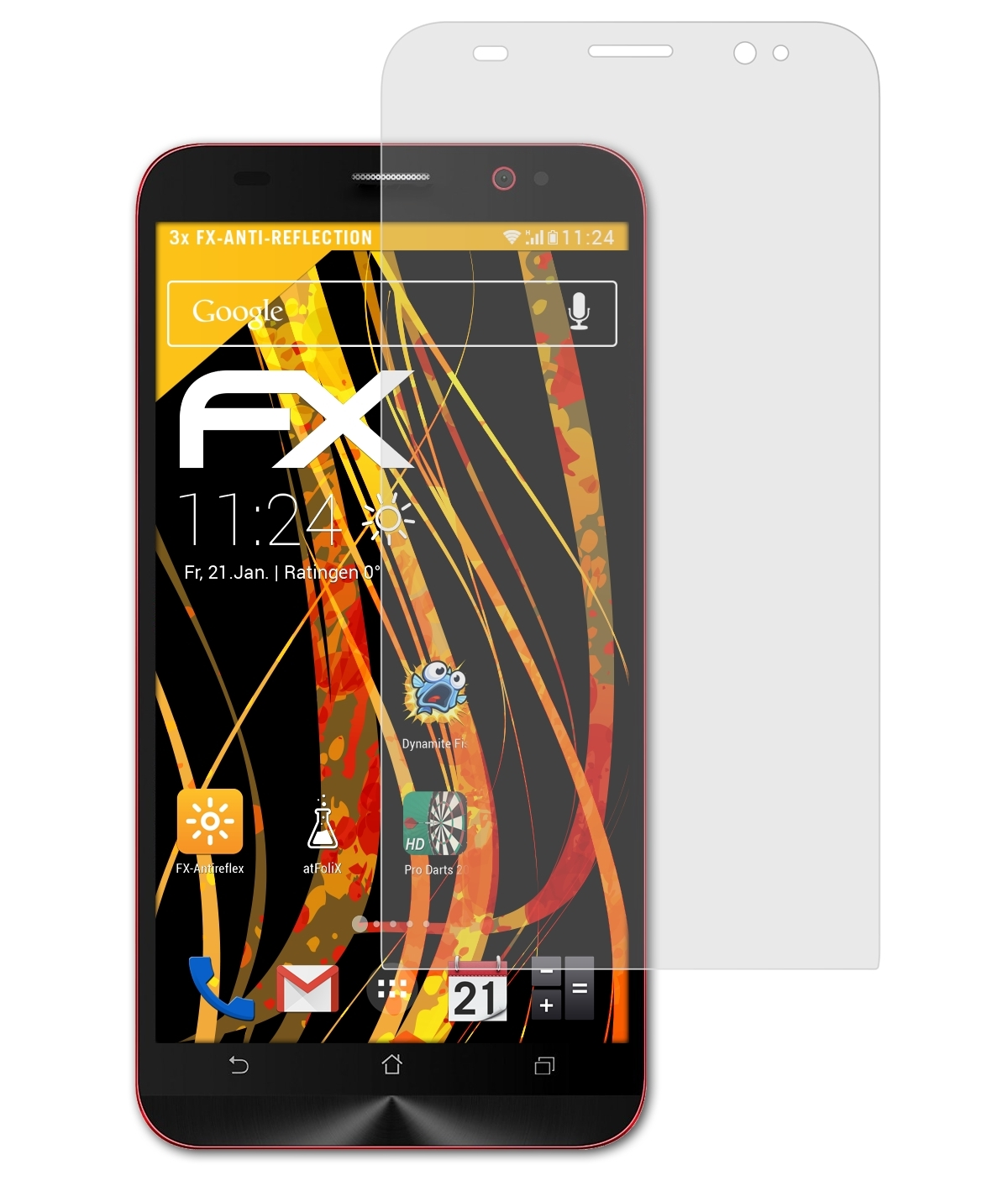 ATFOLIX 3x ZenFone Displayschutz(für Deluxe 2 FX-Antireflex (ZE550ML/551ML)) Asus
