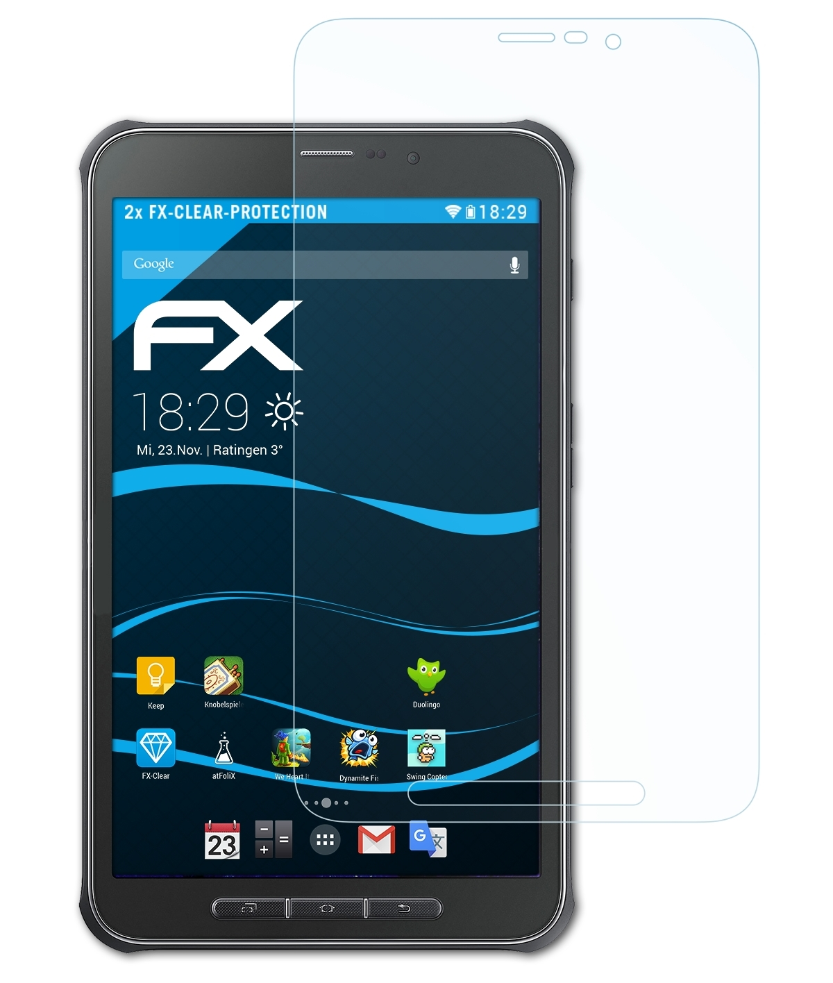 2x (SM-T365)) Samsung 8.0 Galaxy ATFOLIX Active Tab Displayschutz(für FX-Clear