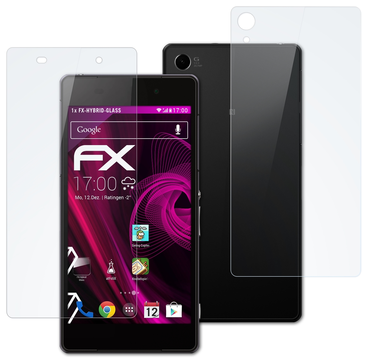 ATFOLIX FX-Hybrid-Glass Schutzglas(für Xperia Z2) Sony