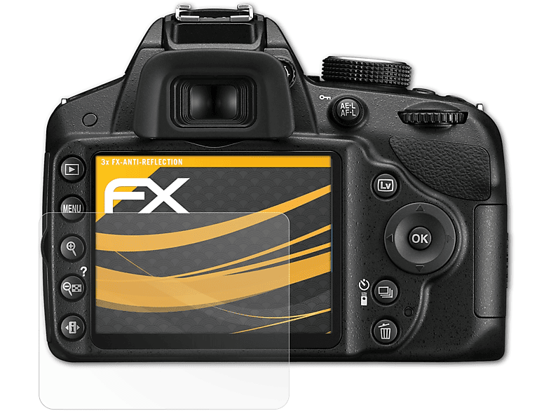 Displayschutz(für Nikon 3x D3200) ATFOLIX FX-Antireflex
