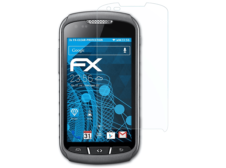 3x Galaxy Displayschutz(für (GT-S7710)) Samsung FX-Clear ATFOLIX 2 Xcover