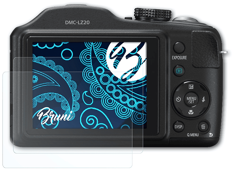 BRUNI 2x Basics-Clear Schutzfolie(für Panasonic Lumix DMC-LZ20) | Kamera Schutzfolie