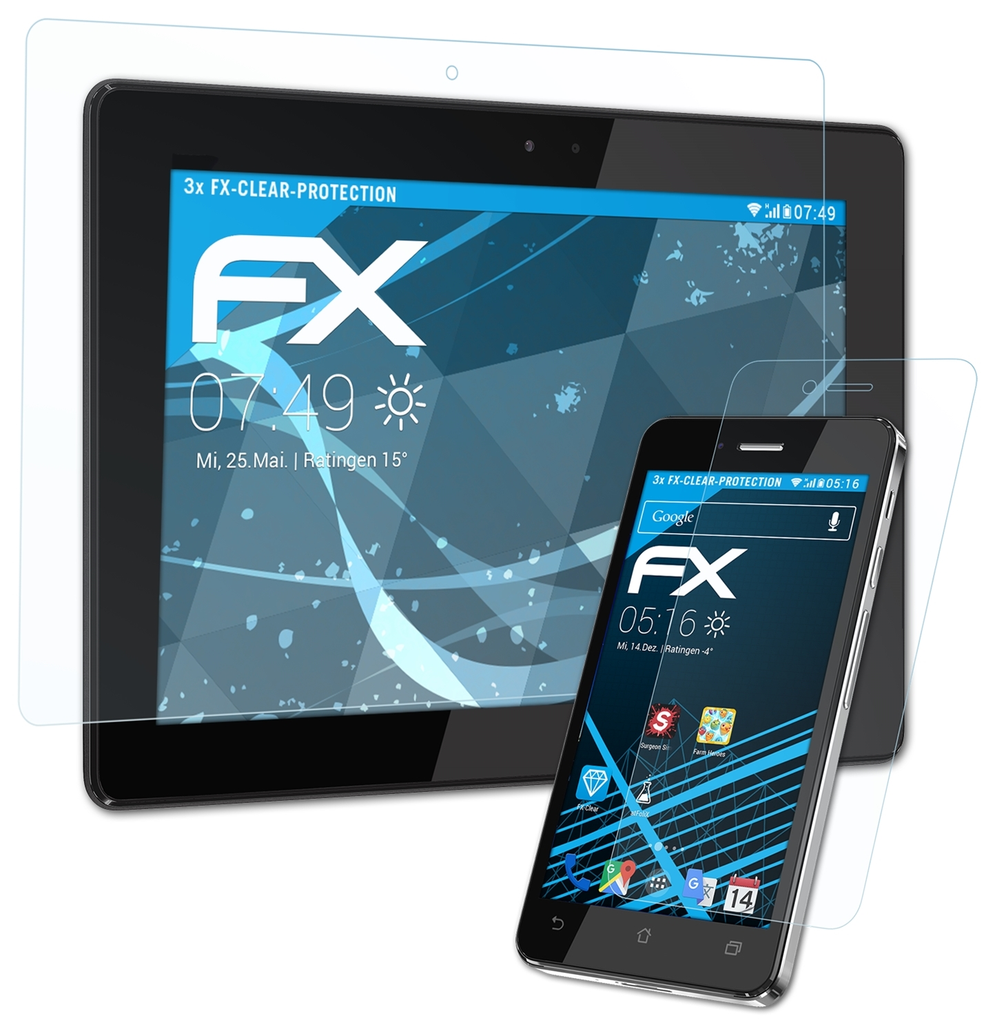 ATFOLIX 3x FX-Clear (EU) Displayschutz(für Asus 2 Infinity PadFone (A86))