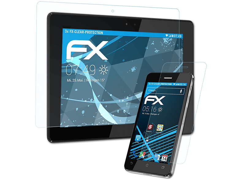 ATFOLIX 3x FX-Clear Displayschutz(für Asus PadFone 2 Infinity (A86)) (EU)