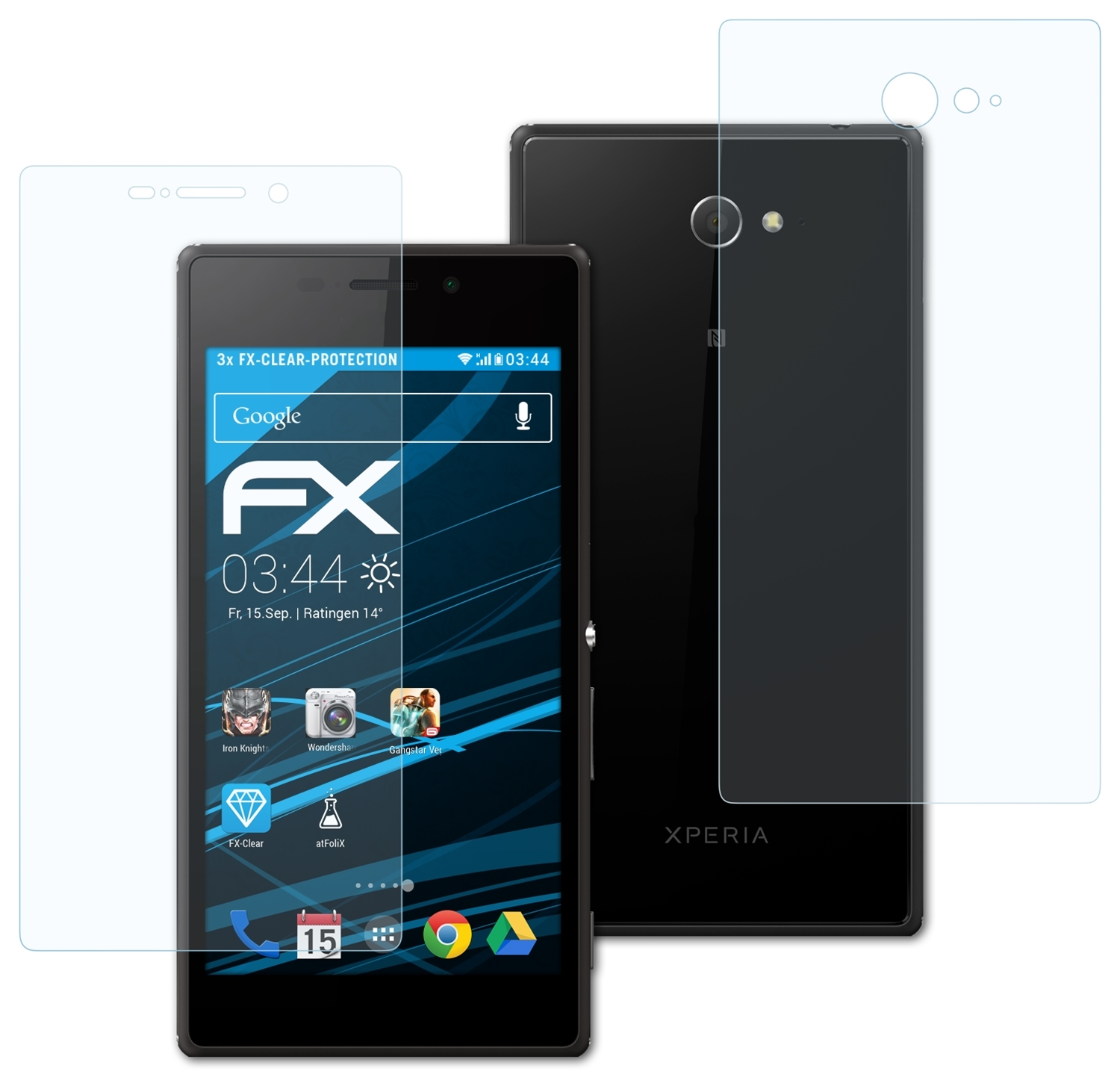 ATFOLIX M2) FX-Clear Displayschutz(für Xperia Sony 3x