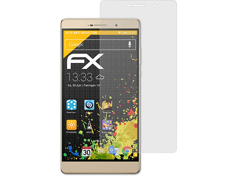 ATFOLIX 3x FX-Antireflex Huawei P8 Max) Displayschutz(für