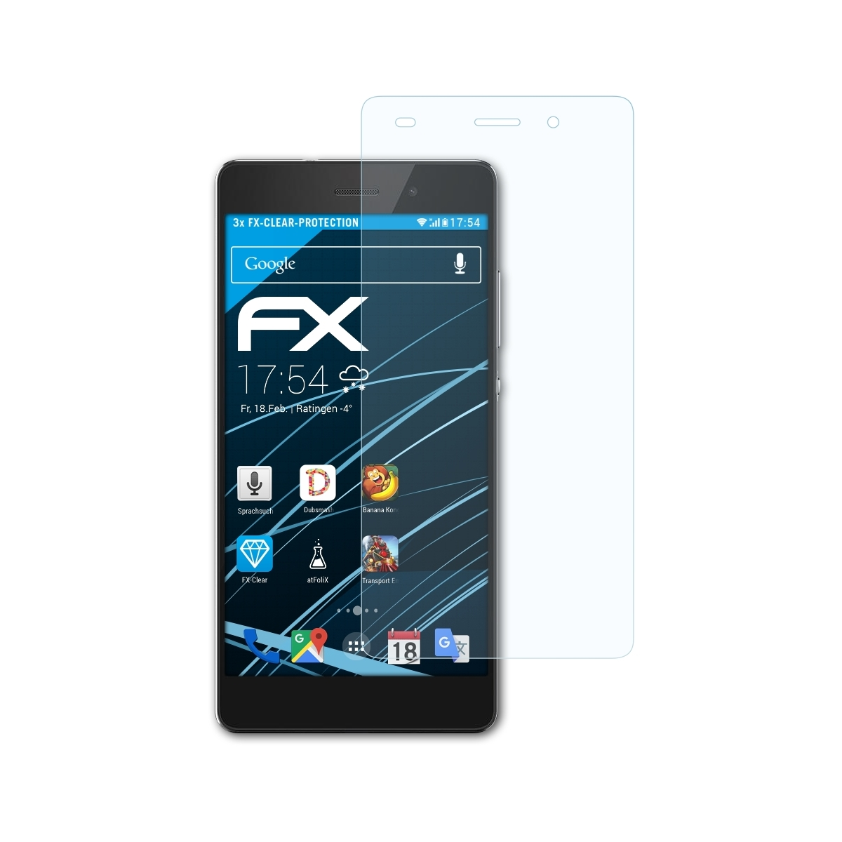 3x Displayschutz(für FX-Clear P8 Lite) ATFOLIX Huawei