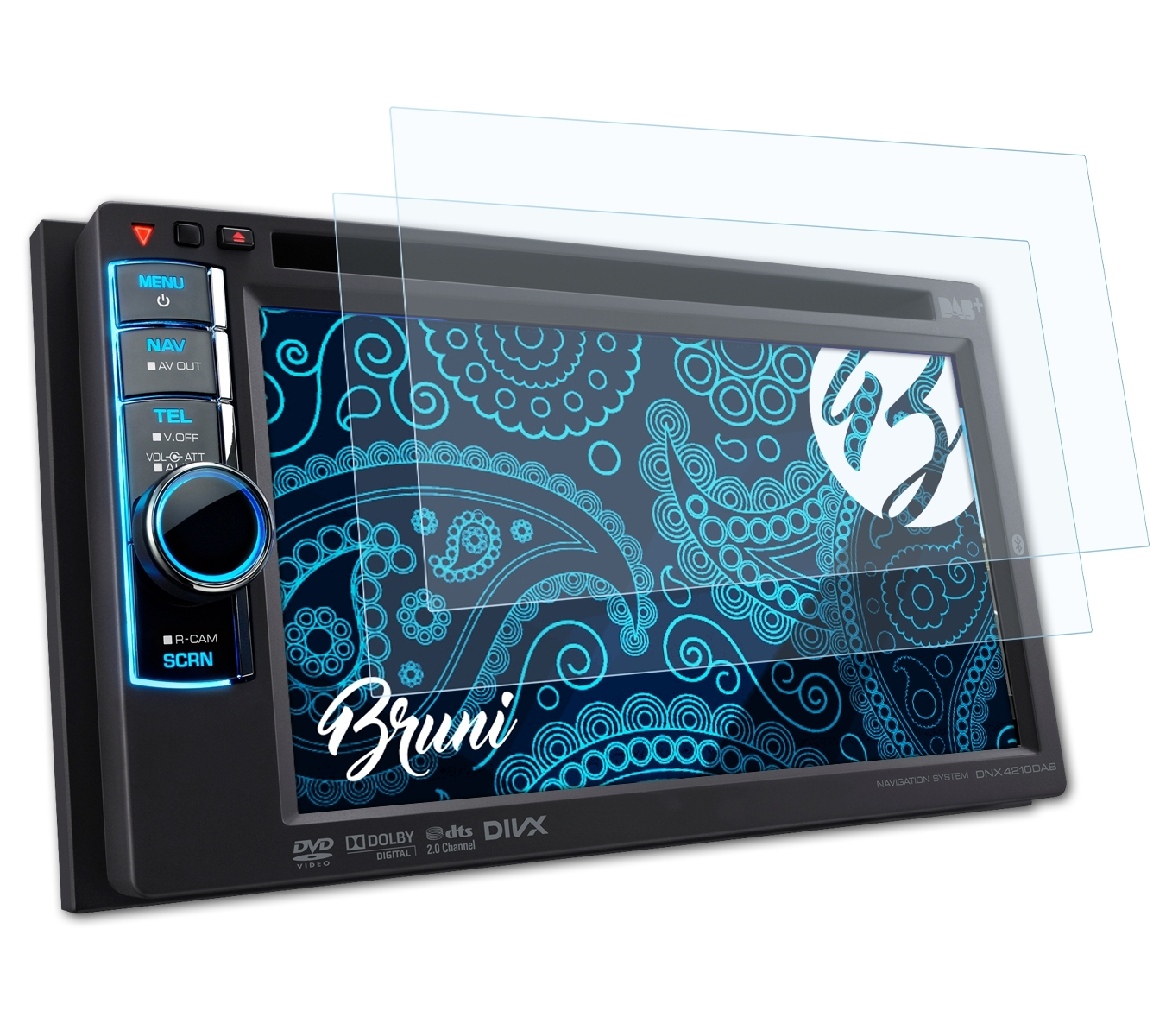 BRUNI 2x Basics-Clear Schutzfolie(für Kenwood DNX4230DAB)