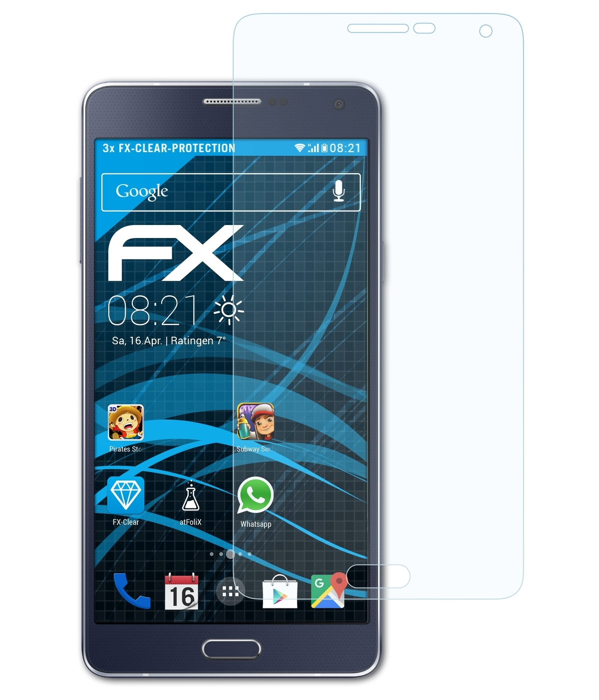 ATFOLIX 3x FX-Clear Displayschutz(für A7 (2015)) Galaxy Samsung