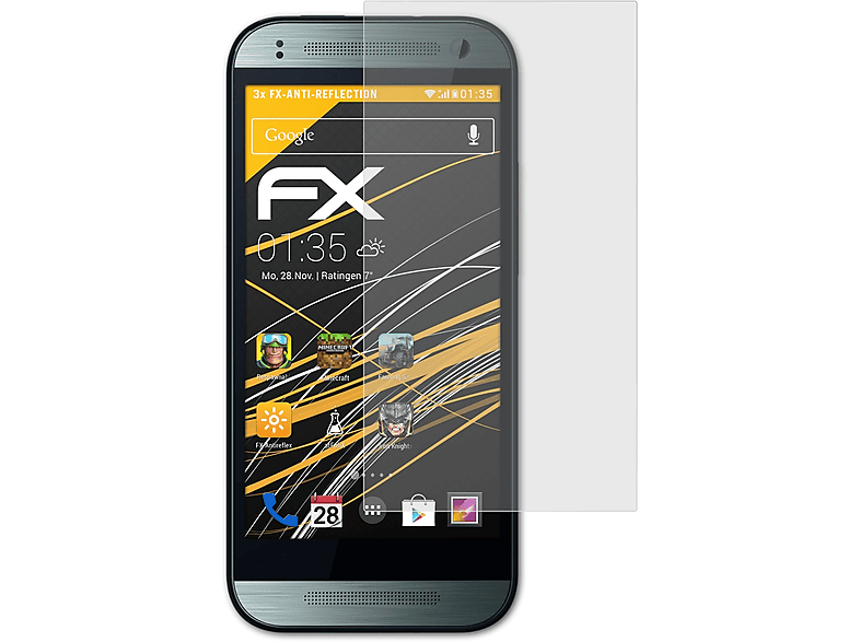 ATFOLIX 3x FX-Antireflex Displayschutz(für HTC One mini 2)