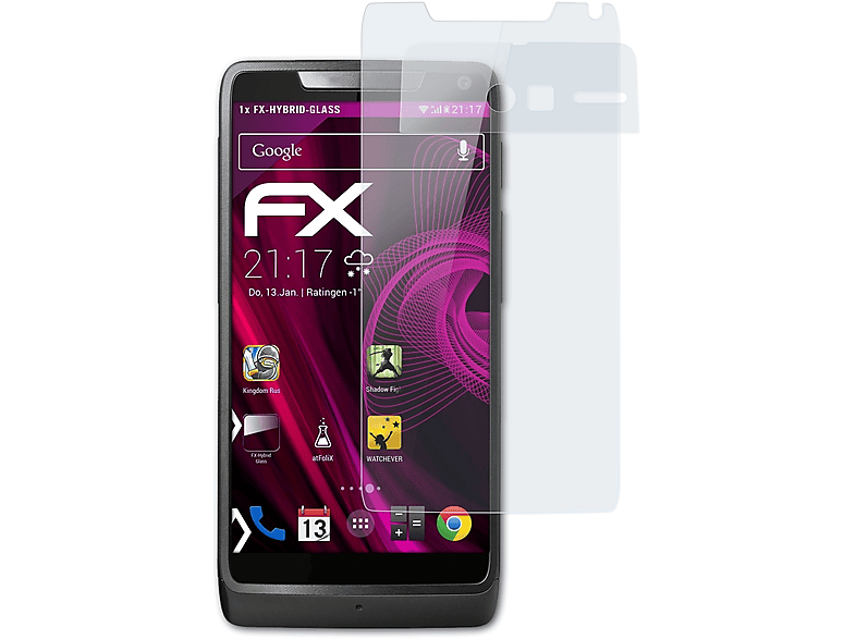 ATFOLIX FX-Hybrid-Glass Schutzglas(für Motorola (Droid) Razr M)