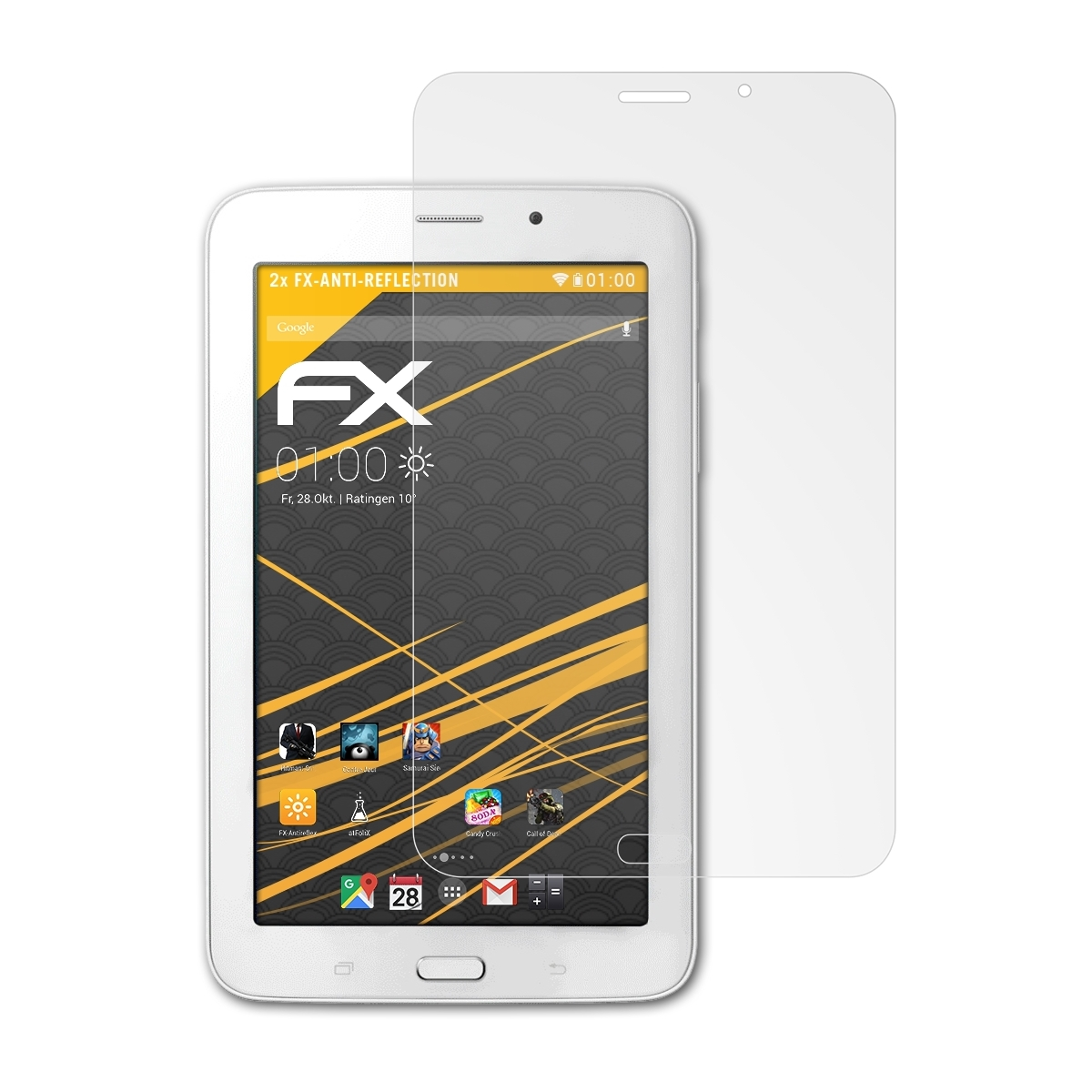 ATFOLIX 2x FX-Antireflex Displayschutz(für Tab 3 Samsung Galaxy V)