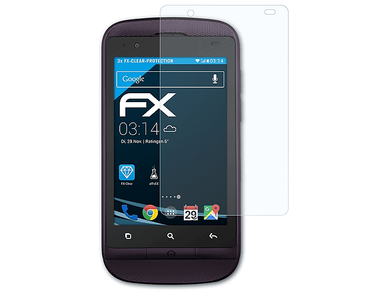 ATFOLIX 3x FX-Clear Displayschutz(für One Alcatel 918D) Touch
