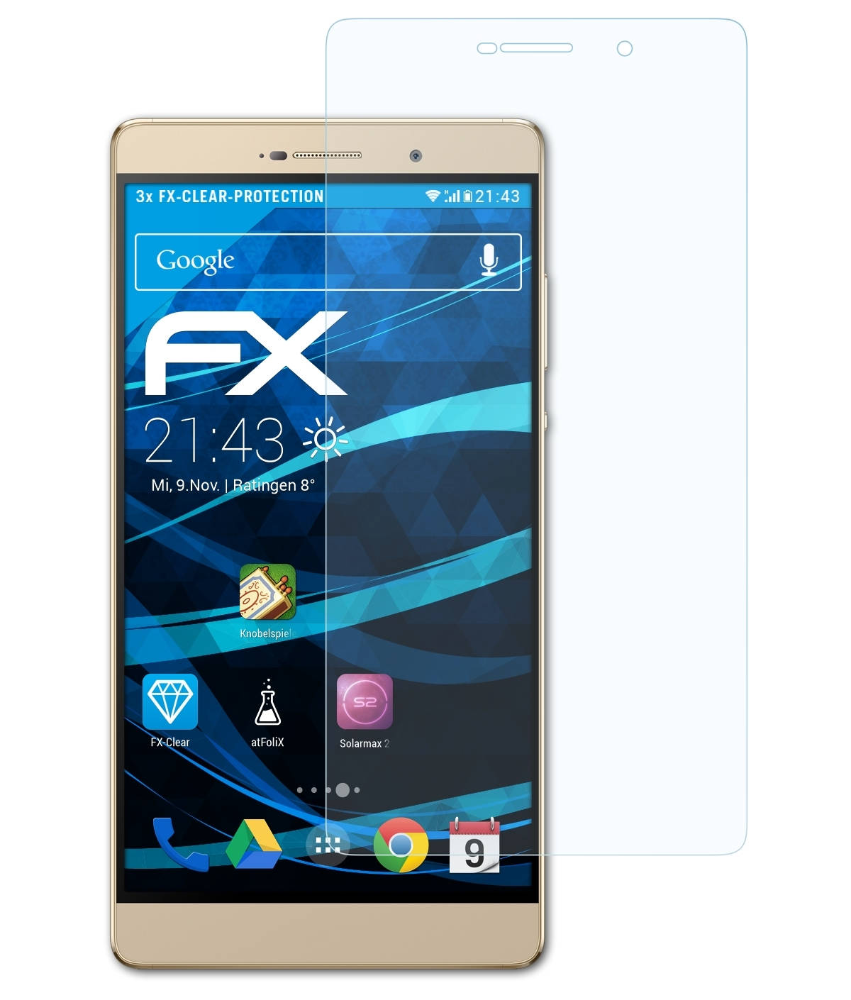 FX-Clear Max) P8 Huawei 3x Displayschutz(für ATFOLIX