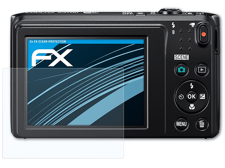 Nikon FX-Clear Coolpix S3700) 3x ATFOLIX Displayschutz(für