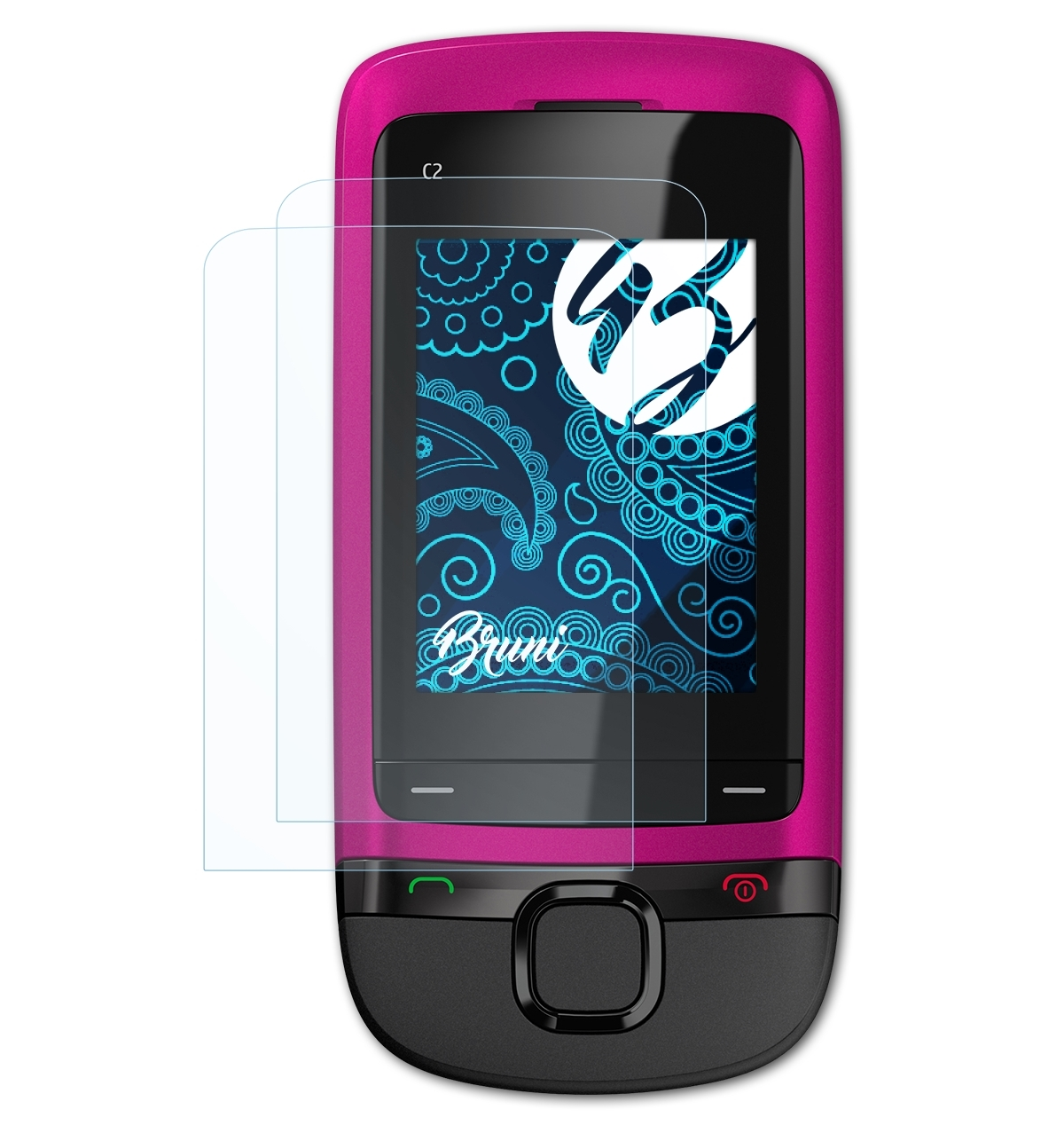 Nokia C2-05) Basics-Clear BRUNI Schutzfolie(für 2x