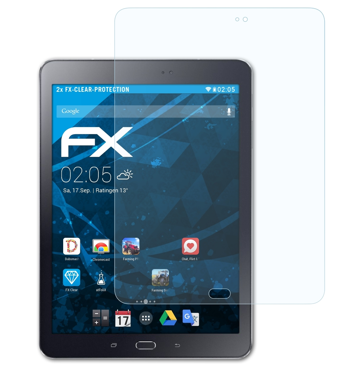Samsung S2 2x ATFOLIX Galaxy Tab FX-Clear Displayschutz(für 9.7)