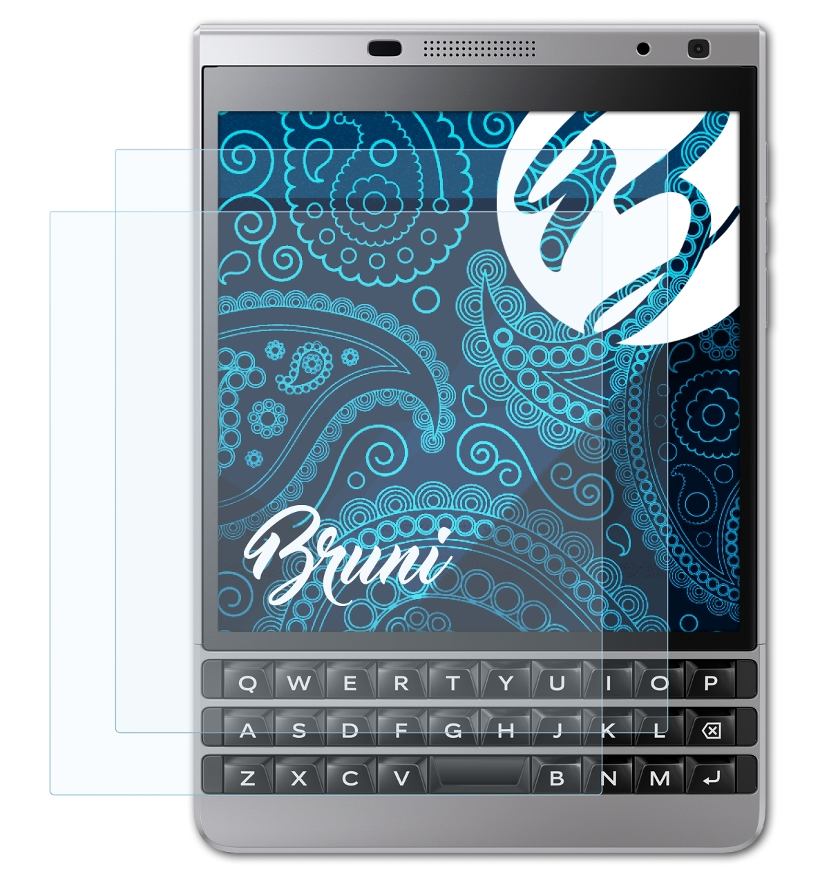 BRUNI 2x Silver Edition) Blackberry Schutzfolie(für Basics-Clear Passport