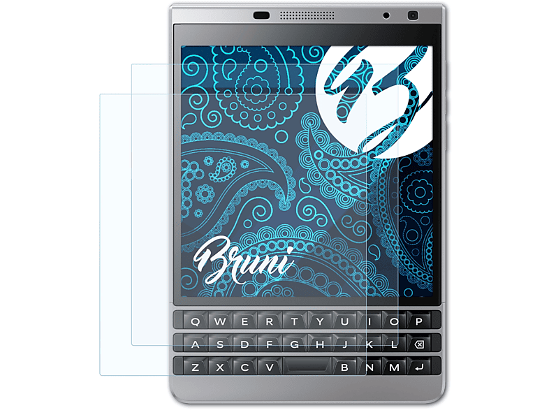 BRUNI 2x Silver Edition) Blackberry Schutzfolie(für Basics-Clear Passport