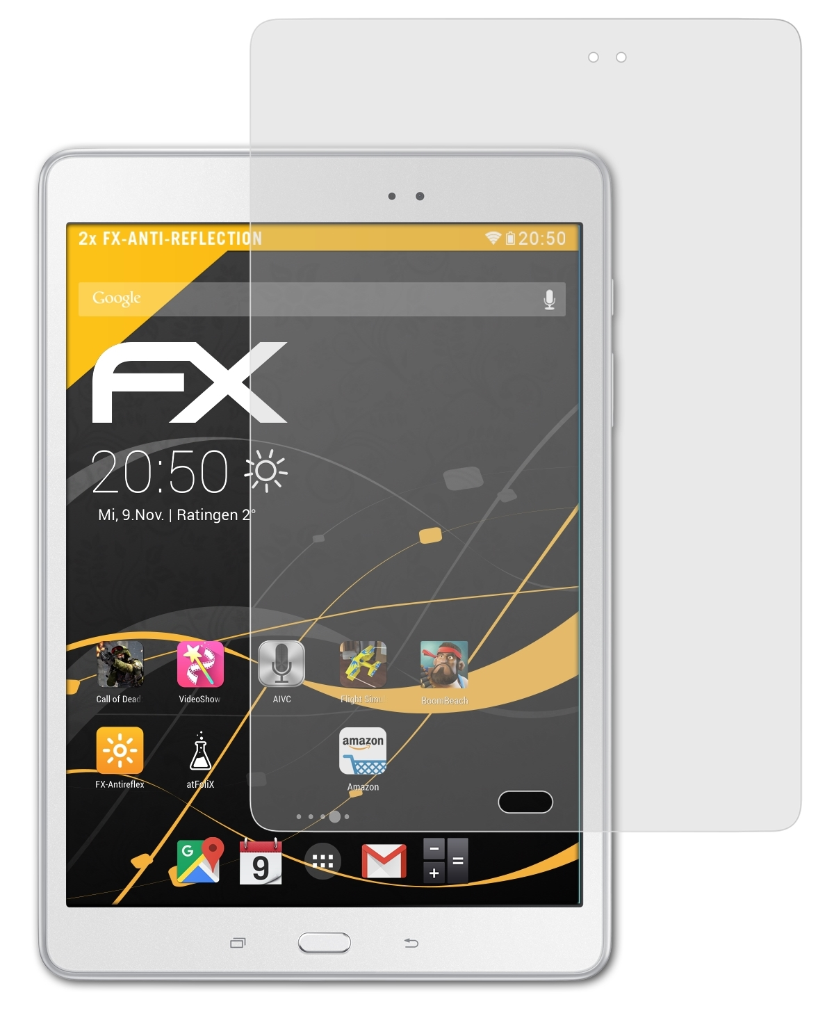 ATFOLIX 2x FX-Antireflex Tab A Displayschutz(für 9.7) Samsung Galaxy