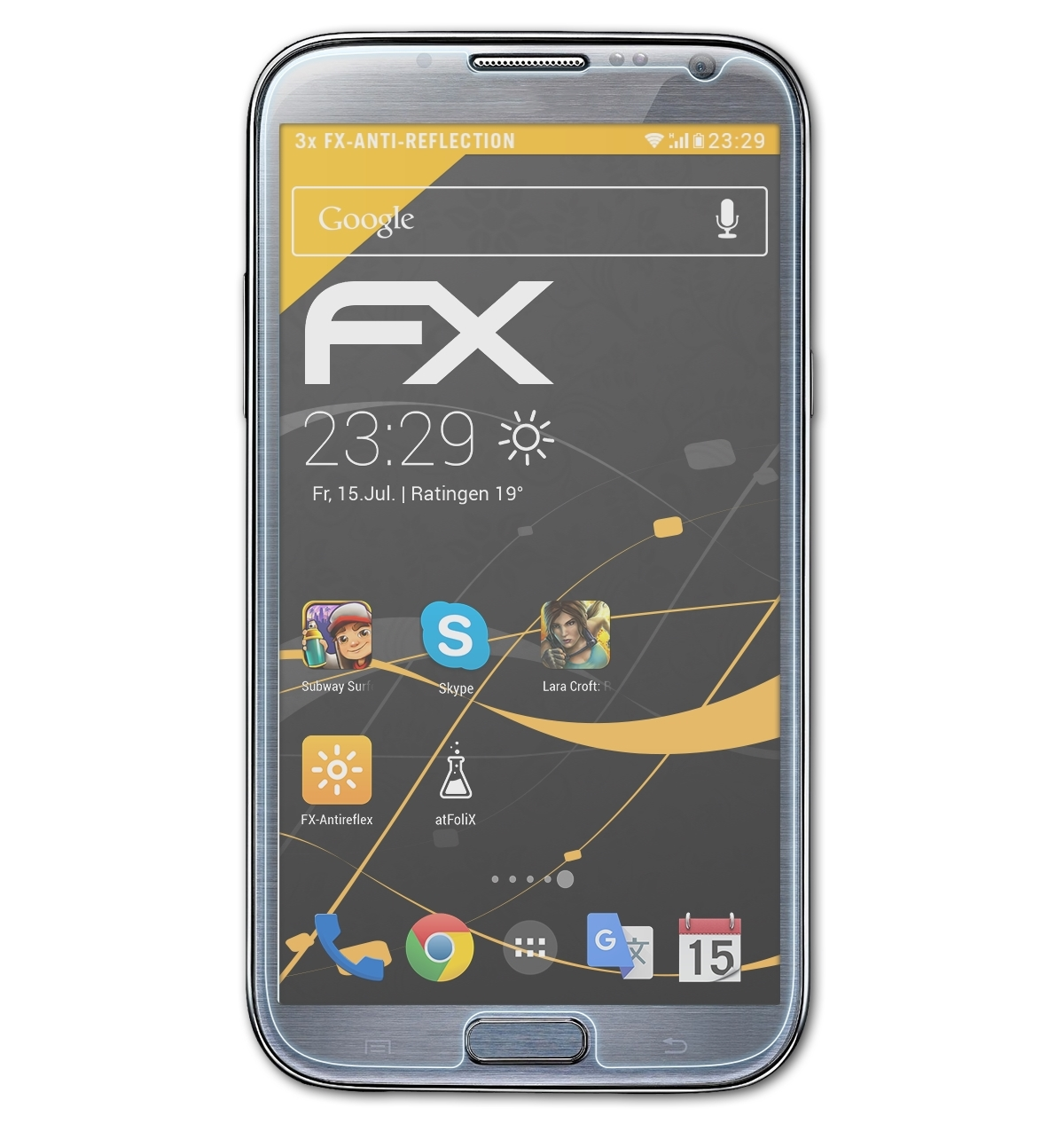 3x (GT-N7100)) Galaxy Note 2 Displayschutz(für ATFOLIX FX-Antireflex Samsung