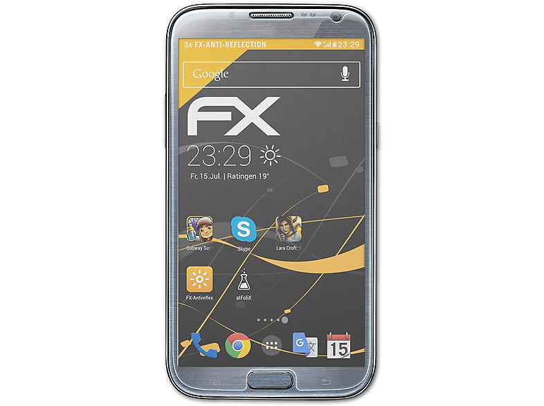 ATFOLIX 3x FX-Antireflex Displayschutz(für Galaxy 2 Samsung (GT-N7100)) Note