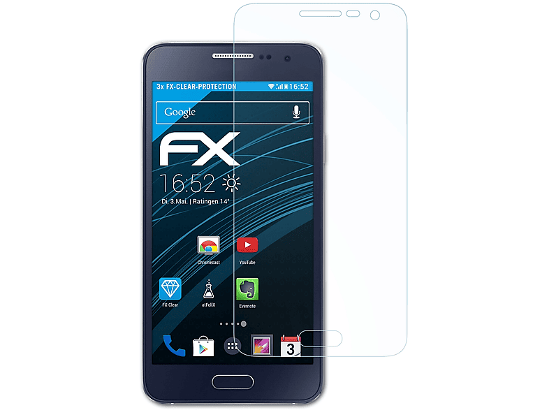 ATFOLIX 3x FX-Clear Displayschutz(für Galaxy A3 Samsung (2015))