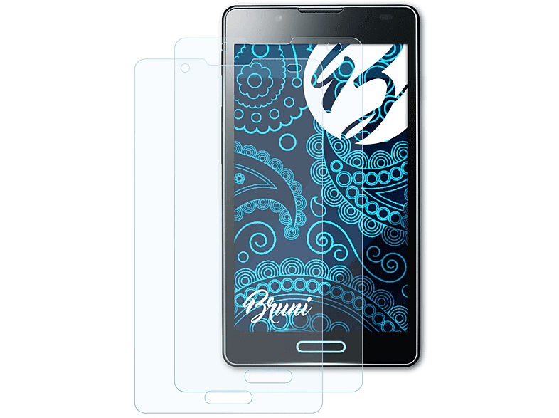 BRUNI 2x Basics-Clear Schutzfolie(für LG L7 II Optimus (P710))