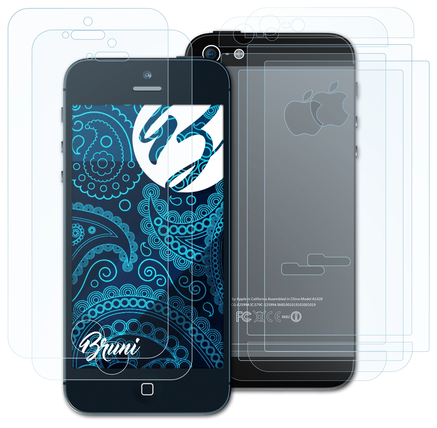 BRUNI 5) iPhone Schutzfolie(für 2x Apple Basics-Clear