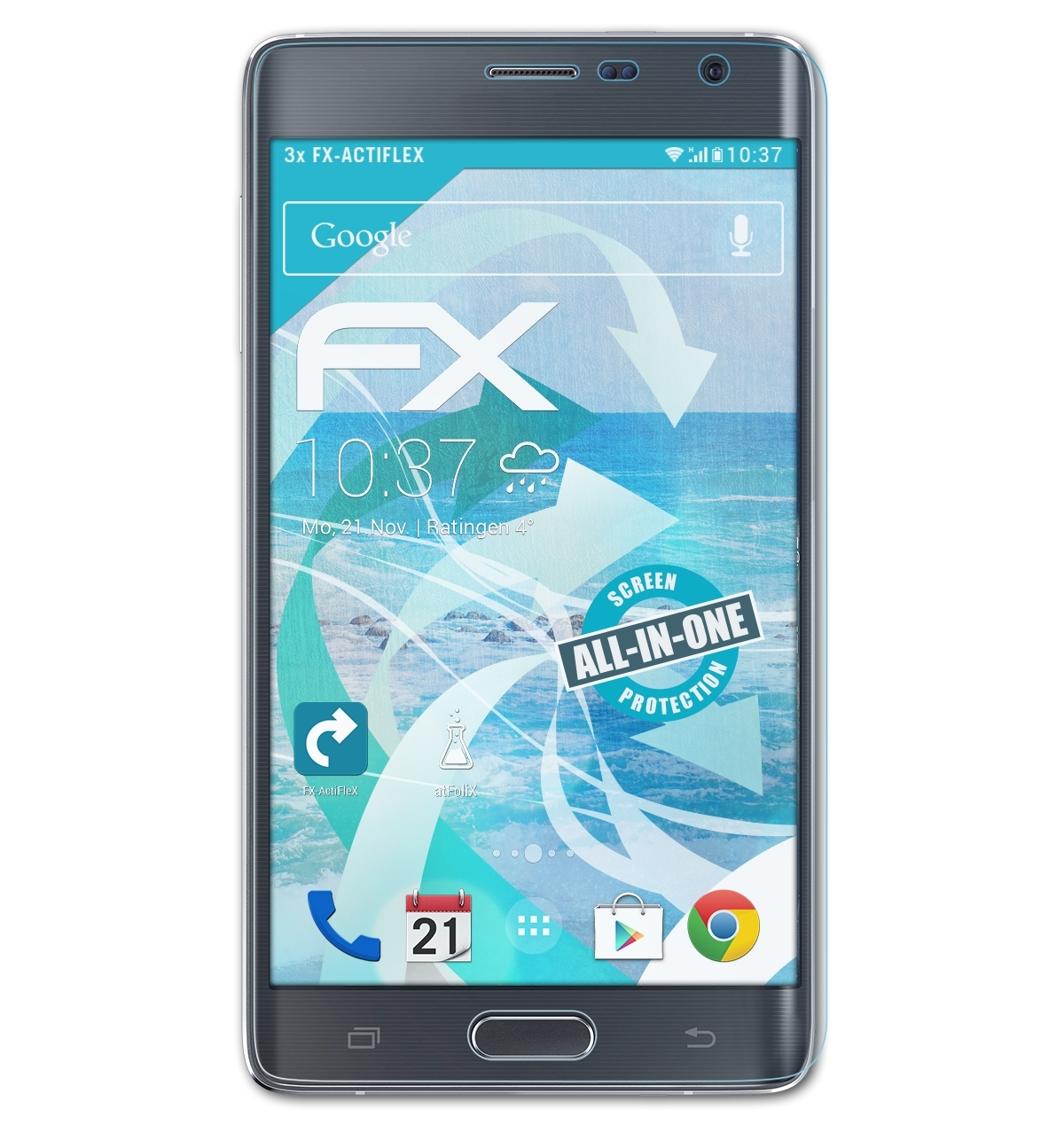 ATFOLIX 3x FX-ActiFleX Displayschutz(für Samsung Edge) Galaxy Note